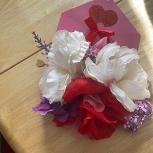 Handmade Valentine’s Day hair flower pinup